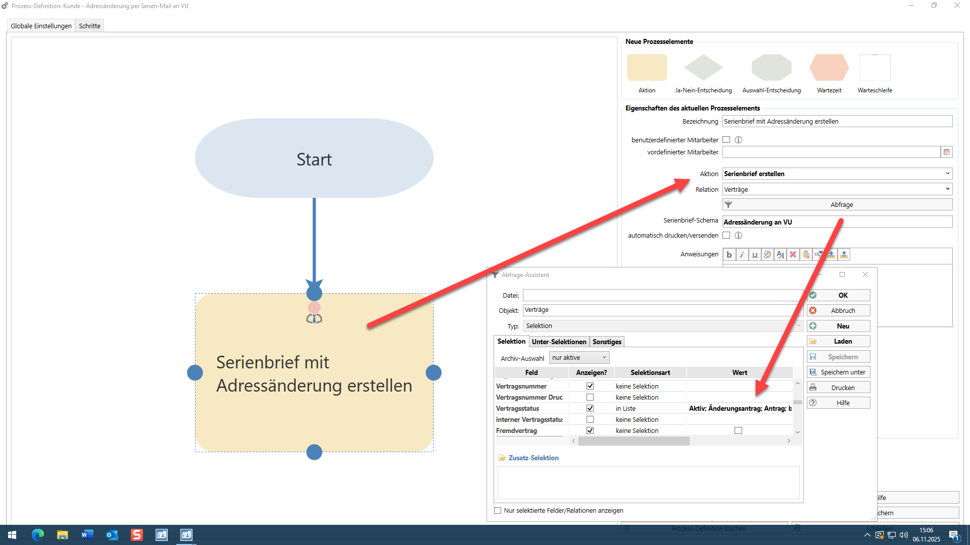 Prozess Serienbrief Dialog