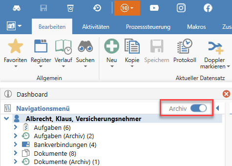 Archiv ausblenden - Maklerverwaltungsprogramm