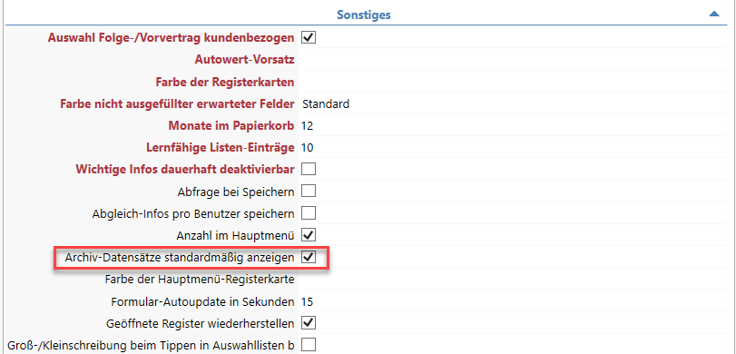 Archiv Datensätze anzeigen - Maklerverwaltungsprogramm